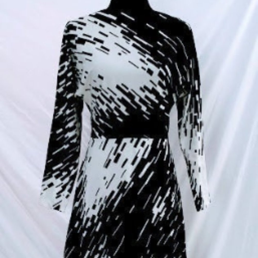 Vintage 60's Maxi Dress  Black & White Mod Size XS